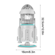 rocket-style desktop fan with dual mist spray &amp; rgb lights - ultra-quiet tech decor for office