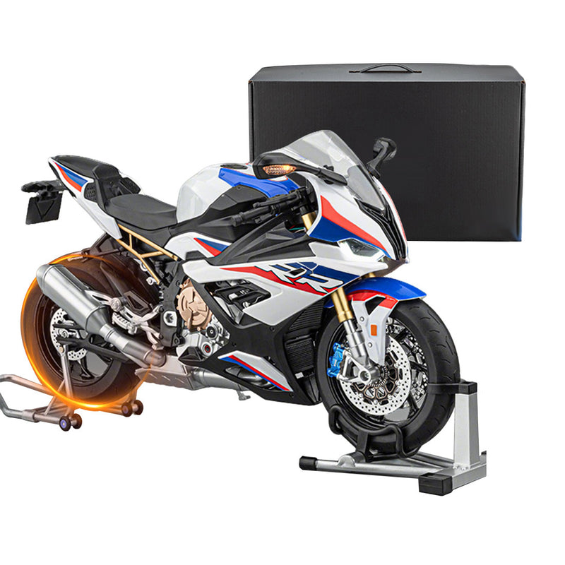 1/6 alloy s1000rr rc motorcycle model with remote control, ignition, sound, led lights & exhaust spray