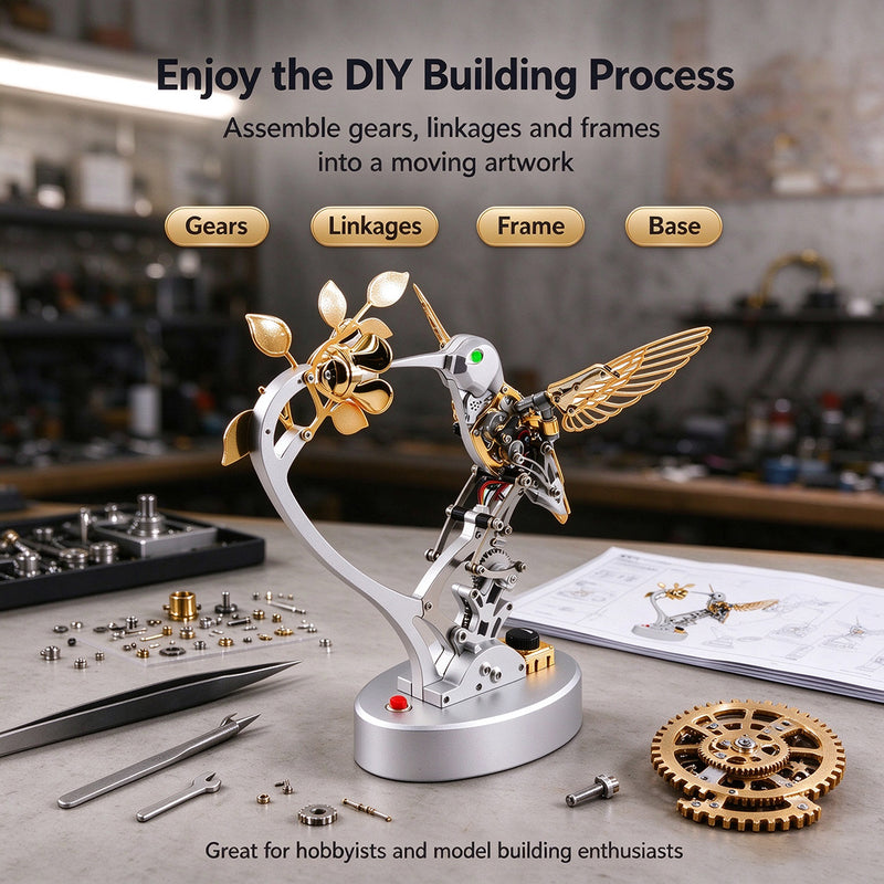 teching mechanical hummingbird model steampunk diy metal assembly kit