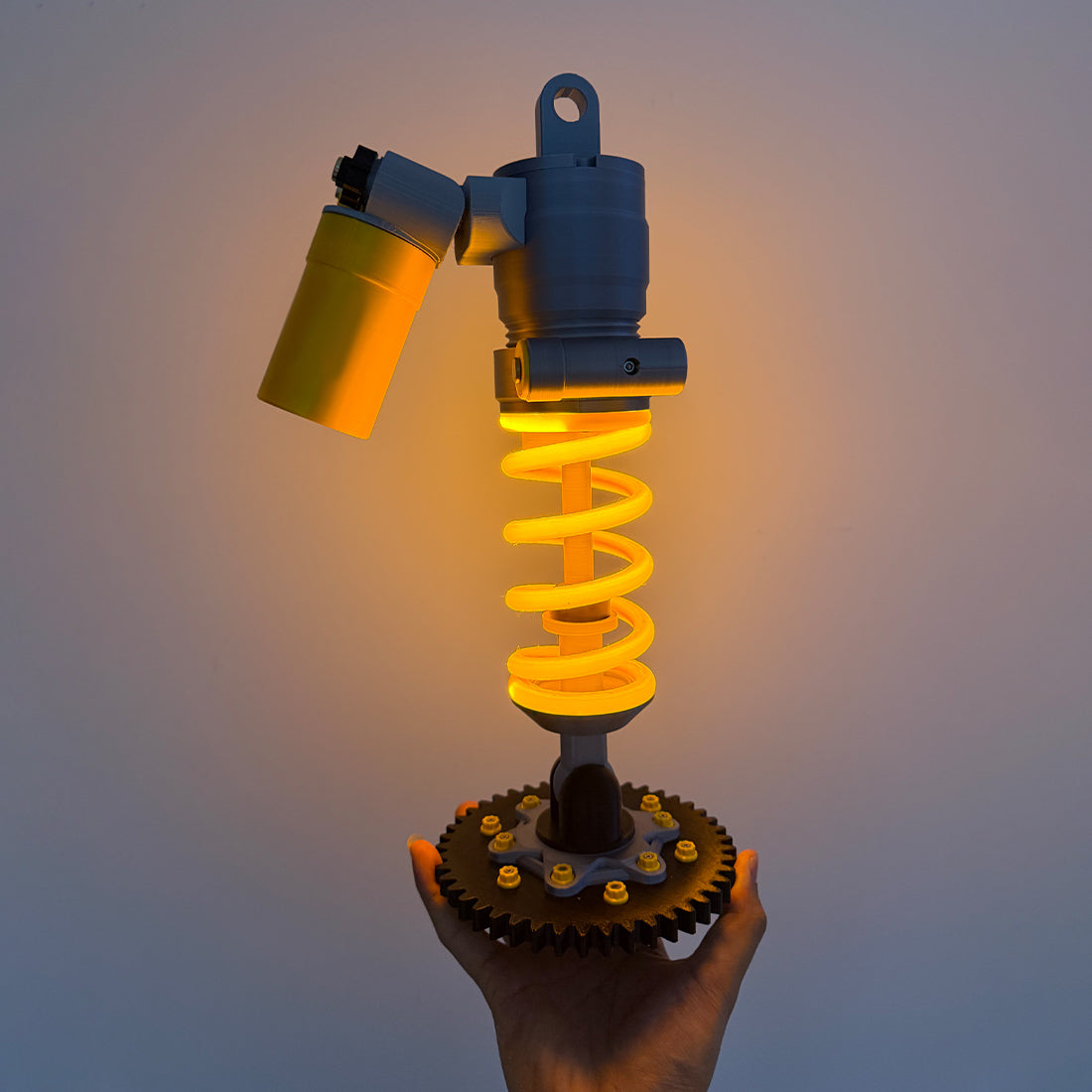 3d printed suspension damper led desk lamp, automotive mechanical table light with type-c dimming