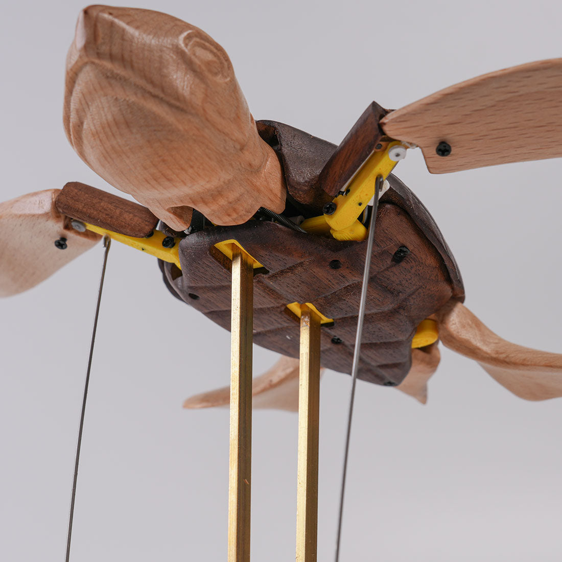 handcrafted wooden sea turtle dynamic model- desktop stress relief display
