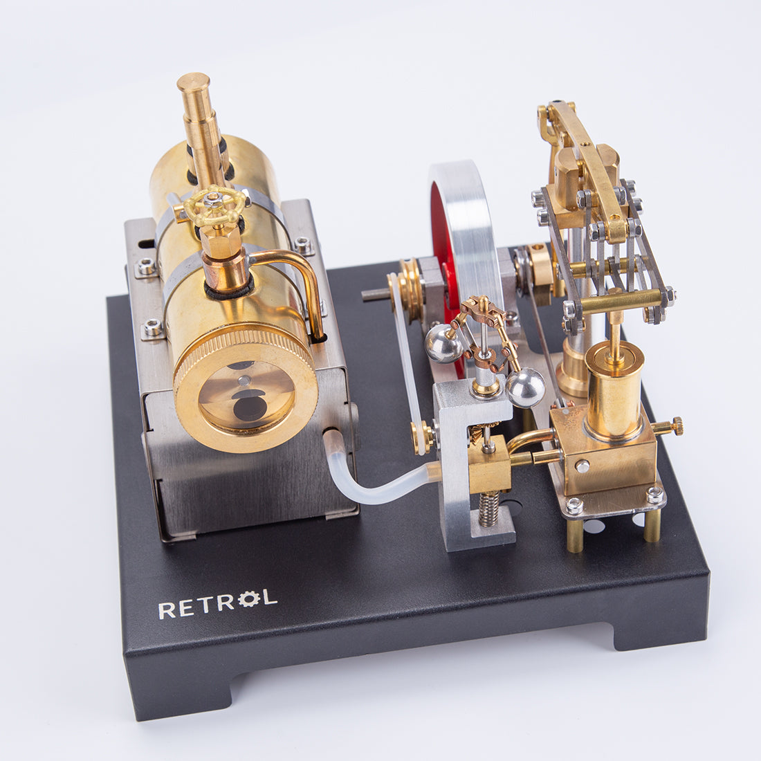 RETROL Full Metal Beam Engine Steam Engine Model Kit with Horizontal Boiler with Centrifugal Regulator Flyball