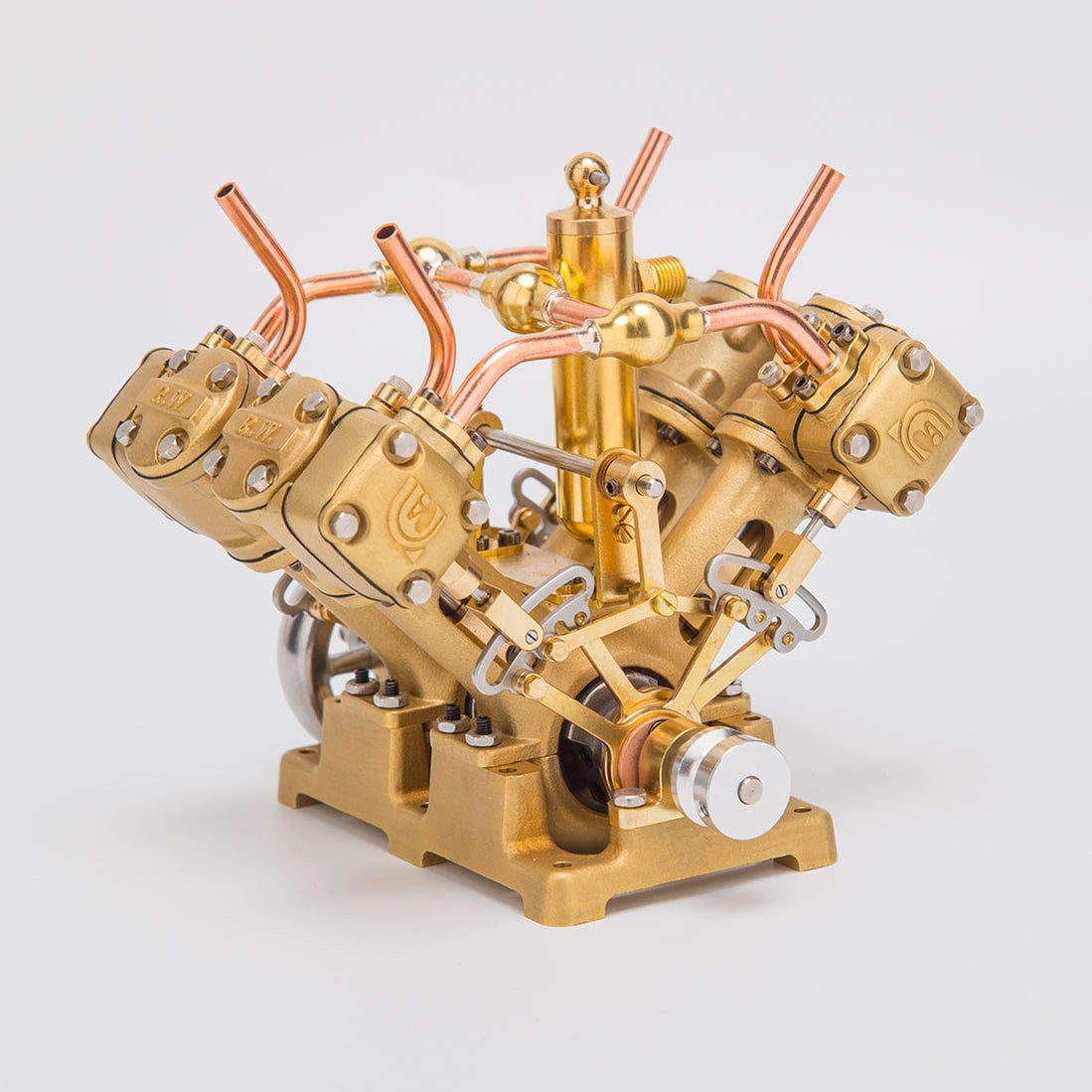 RW-V4 Mini V-Shape 4-Cylinder Reciprocating Steam Engine Model - EngineDIY