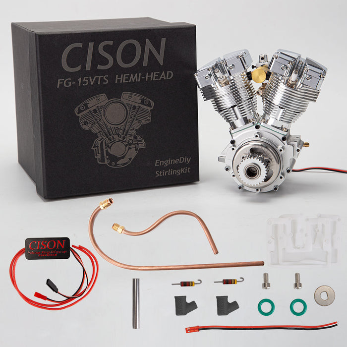 CISON FG-VT157 15.7cc Mini OHV V-twin V2 Shovelhead Engine 4-Stroke Air-cooled Gasoline Engine Motorcycle RC Engine Model