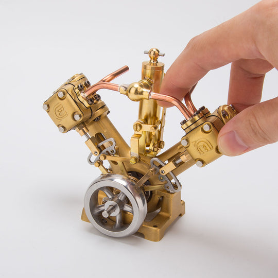 rw-v2 mini v-shape double cylinder steam engine model