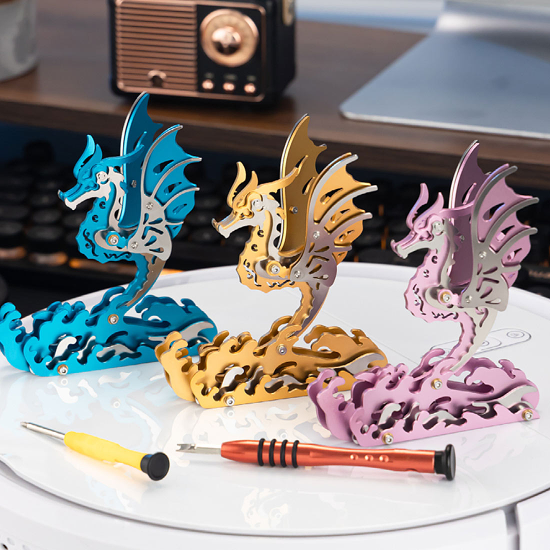 3d metal mechanical seahorse puzzle assembly model kit
