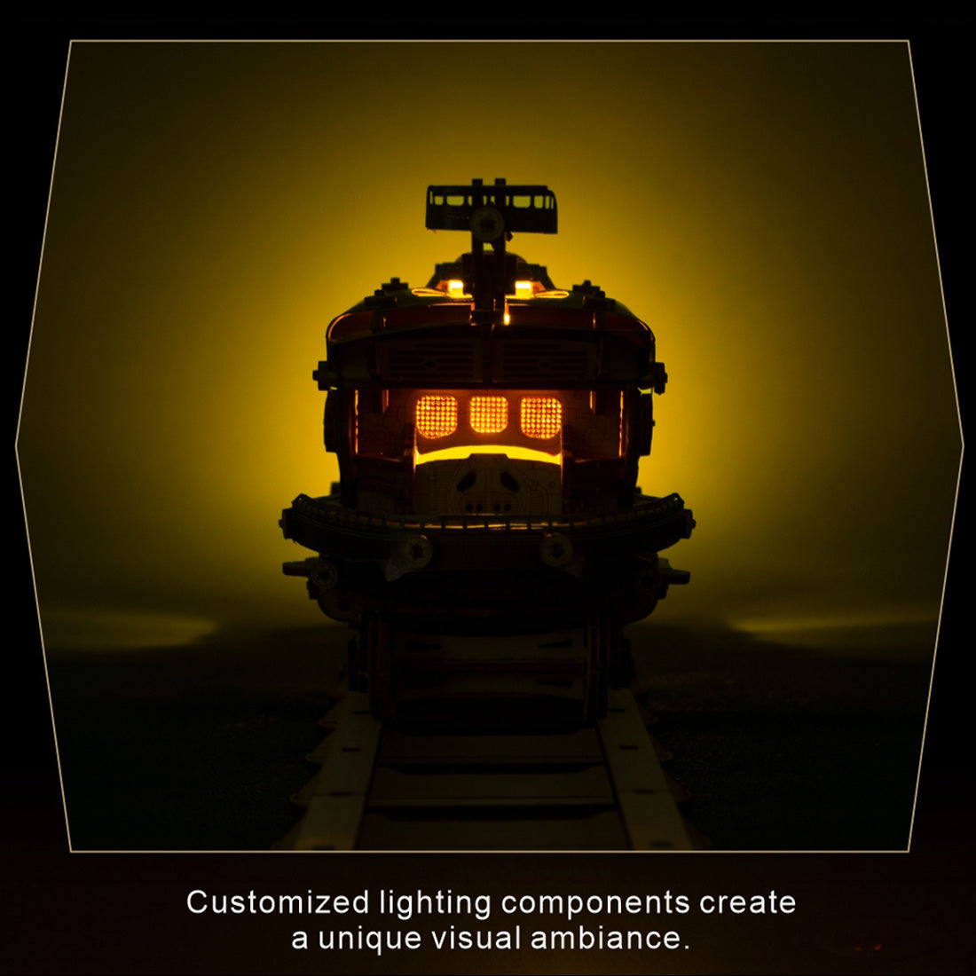 3d wooden steampunk victorian steam train model building kit 800+pcs with led light