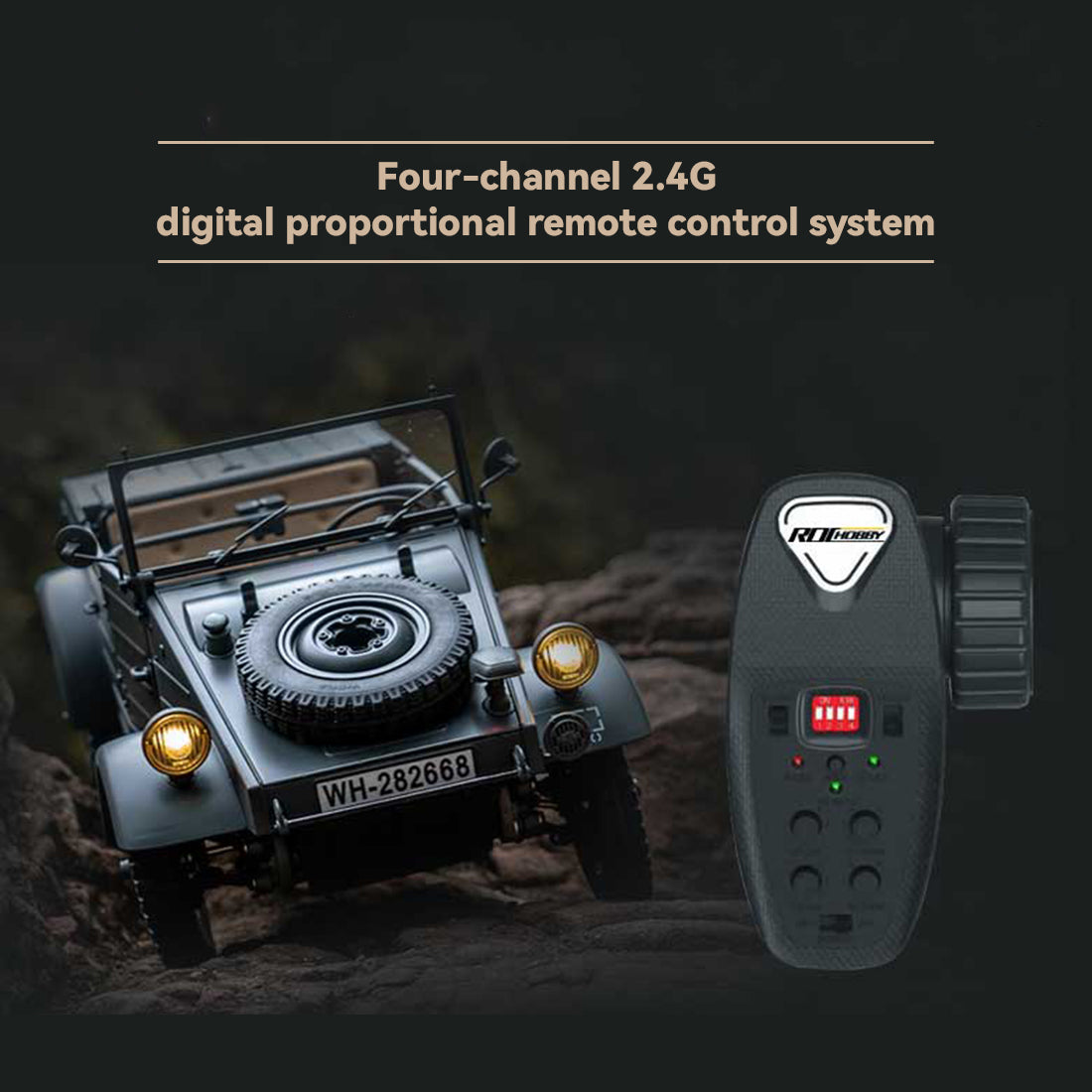 1/12 scale 2.4g type 82 rc barrel vehicle model with 4-wheel independent suspension