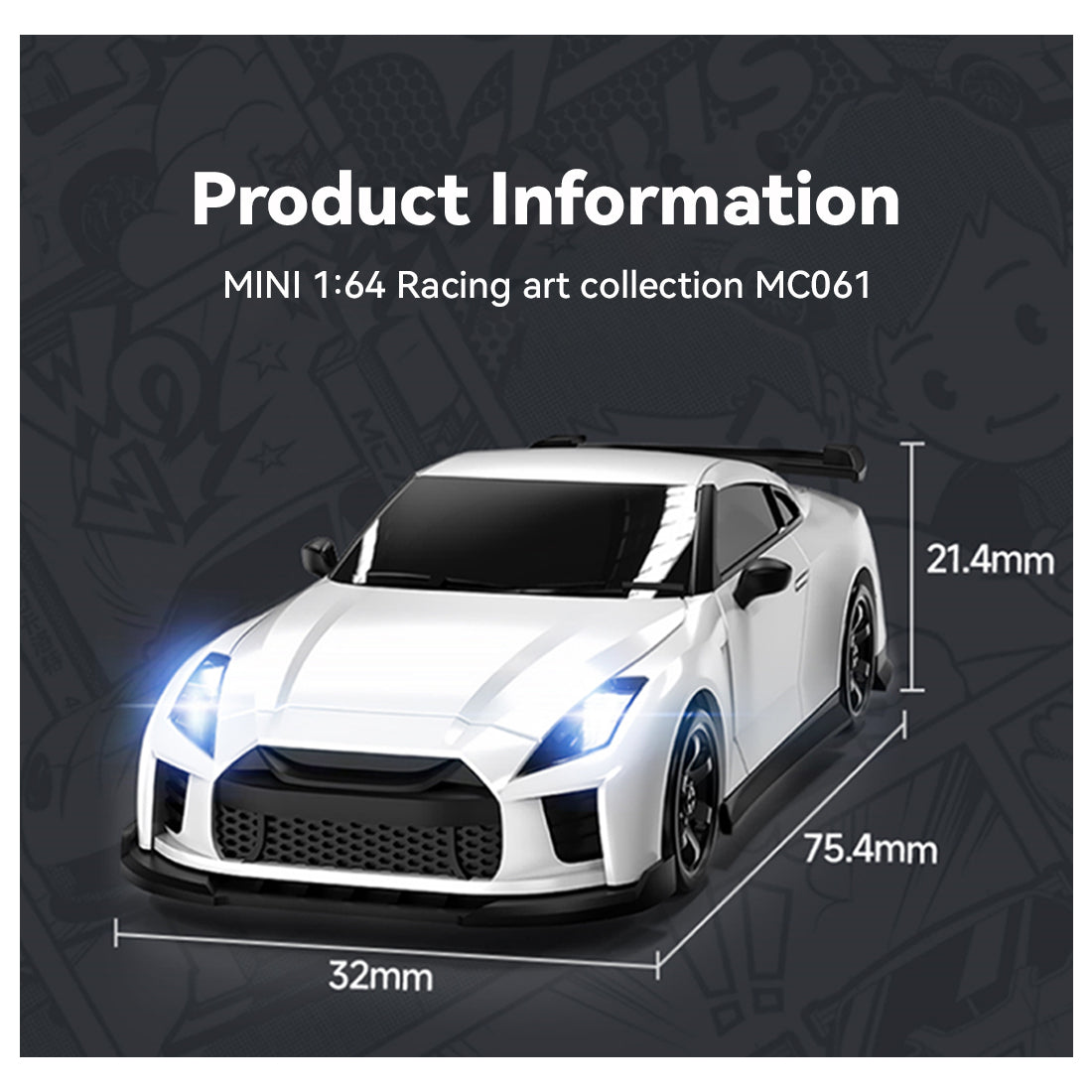 1/64 scale 2.4g 4ch 4wd half-proportional steering rc drift car with realistic brake calipers