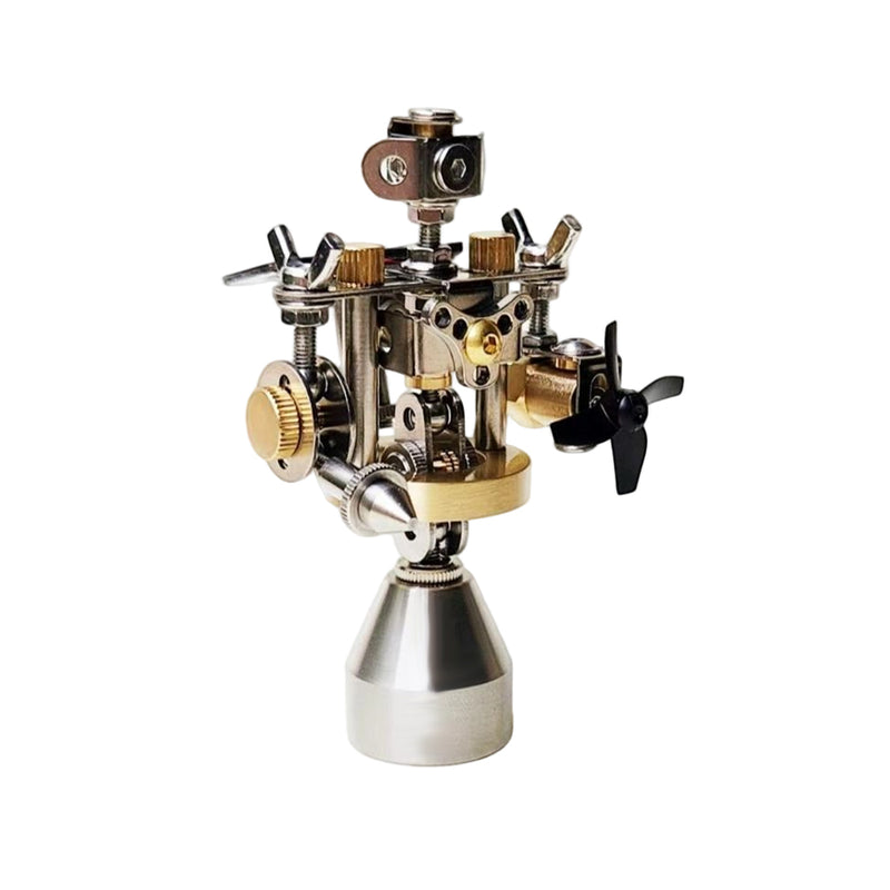 solar powered steampunk robot metal mechanical model, rotating stem educational desktop decor (standing version)
