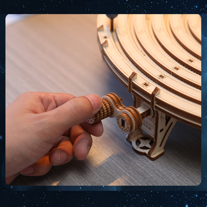 3d wooden mechanical orrery solar system model kit, diy stem educational desktop display (413pcs)