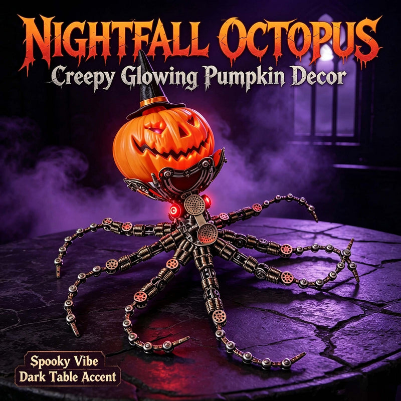 punkbuild steampunk mechanical octopus metal model kit with pumpkin head, unique halloween gift for adults  (2400+ pcs)