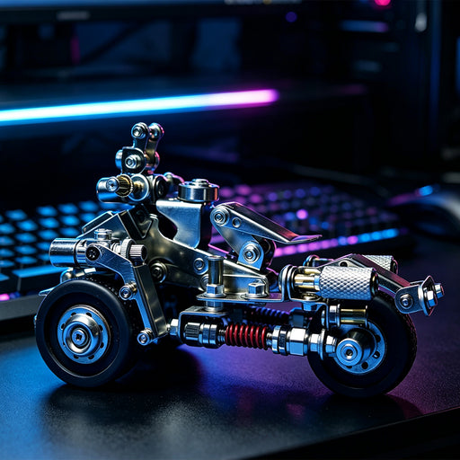 diy metal trike motorcycle model kit, mechanical assembly display model with brass & stainless steel parts