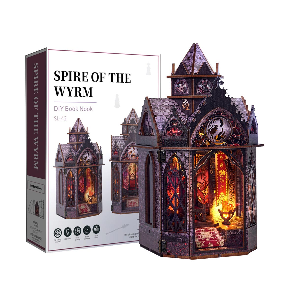 wooden tower of the dragon’s rest gothic steampunk castle 3d model kit