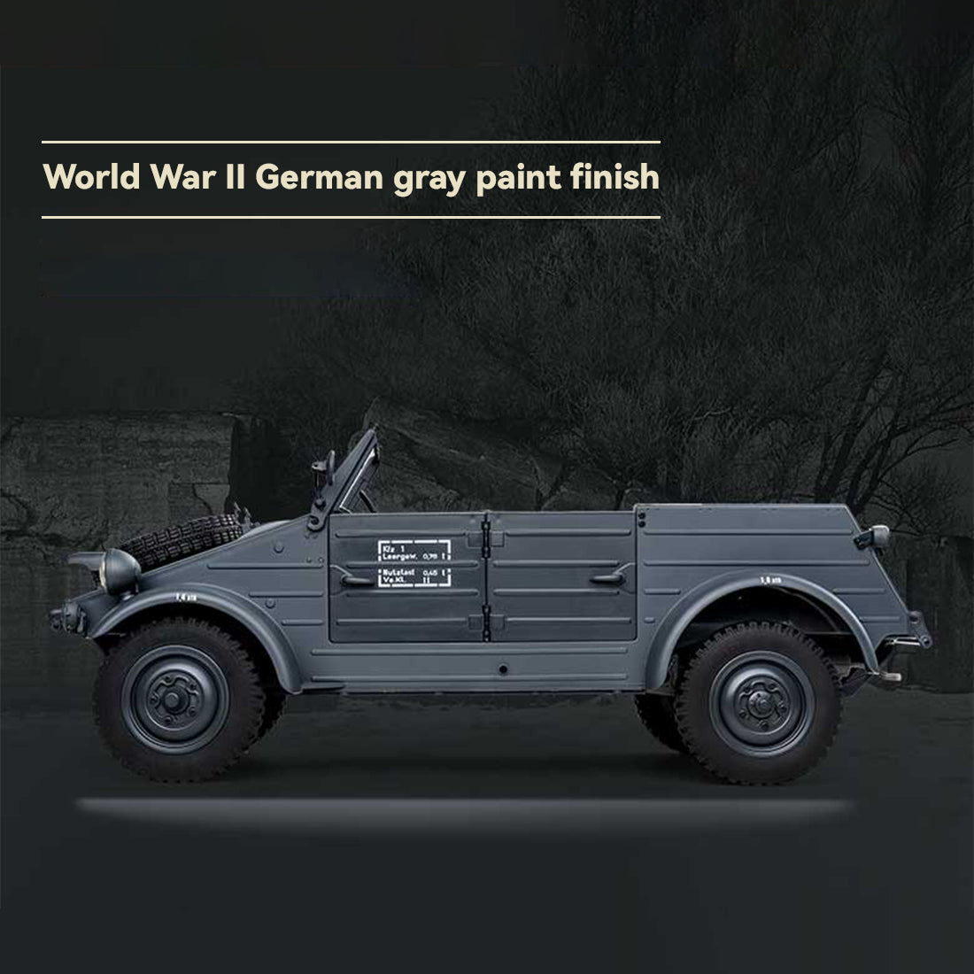 1/12 scale 2.4g type 82 rc barrel vehicle model with 4-wheel independent suspension