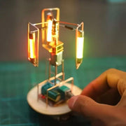 solar metal wire satellite rotating led light tower diy electronic sculpture soldering kit for home desk decor