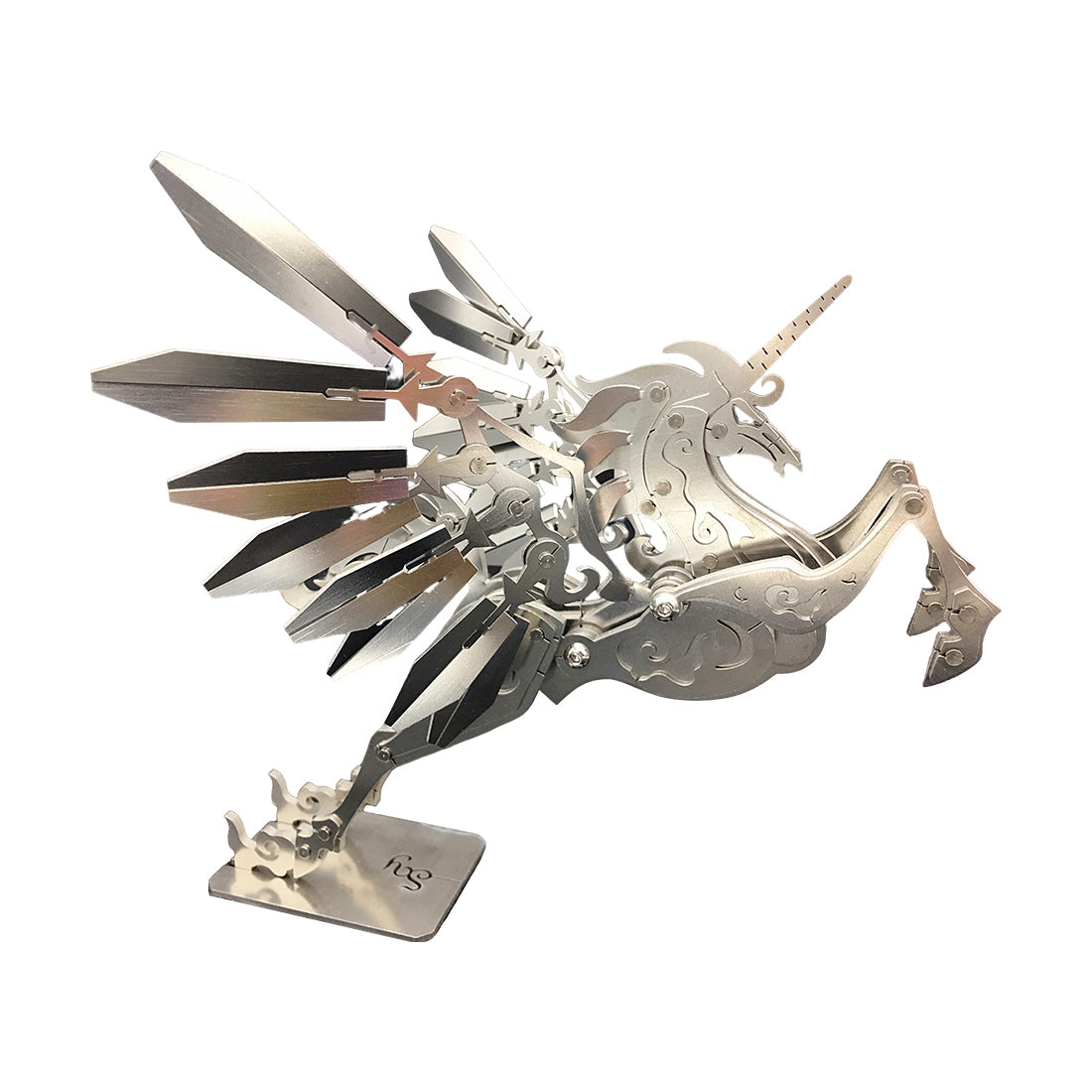 3d stainless steel mechanical unicorn diy assembly model kit, desktop decoration gift for adults and collectors