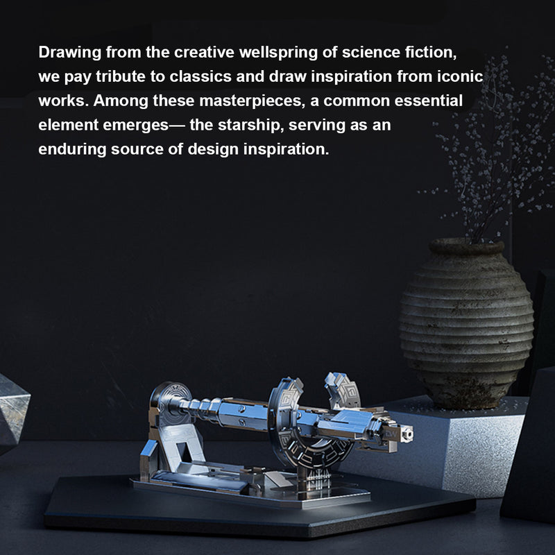 Mechanical Assembly Space Starship Pen with Magnetic Floating Base - Desk Decoration &amp; Gift Set for Students - EngineDIY