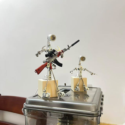 metallic silver large 3d steampunk diy robot lighting with weapons