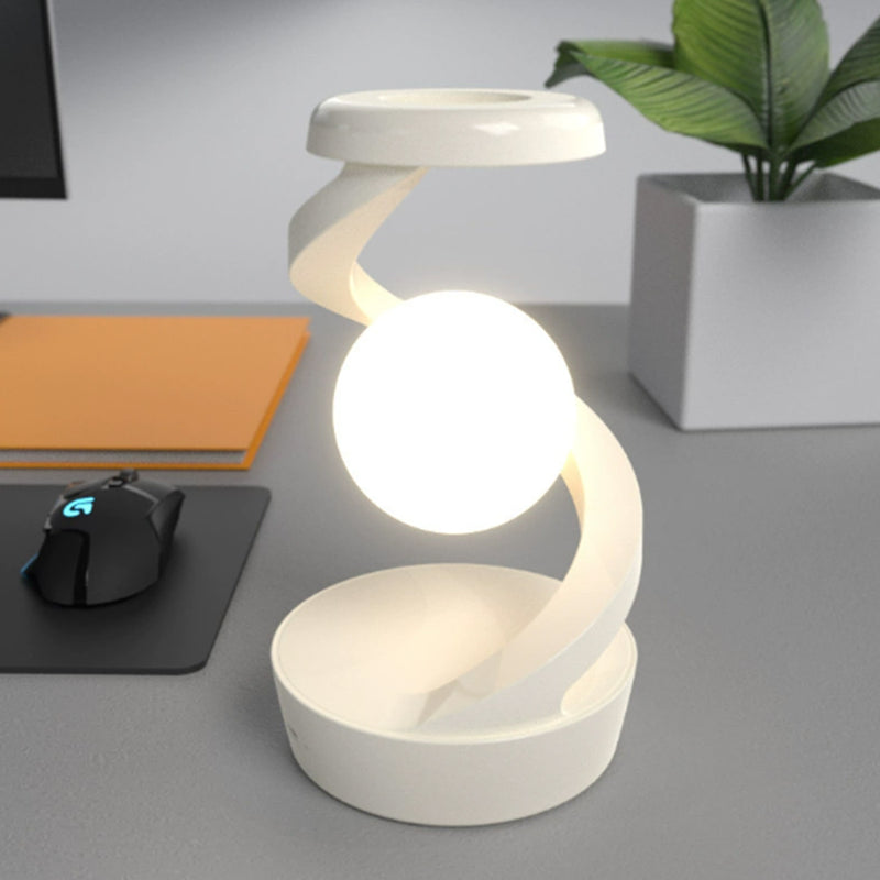 rotating levitating night light – wireless charging bedside ambient lamp, desktop decor