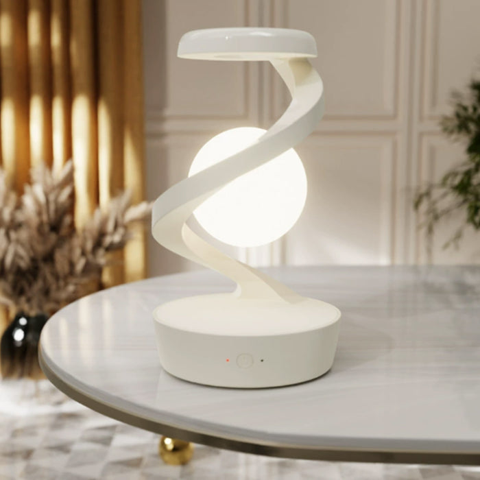 rotating levitating night light – wireless charging bedside ambient lamp, desktop decor