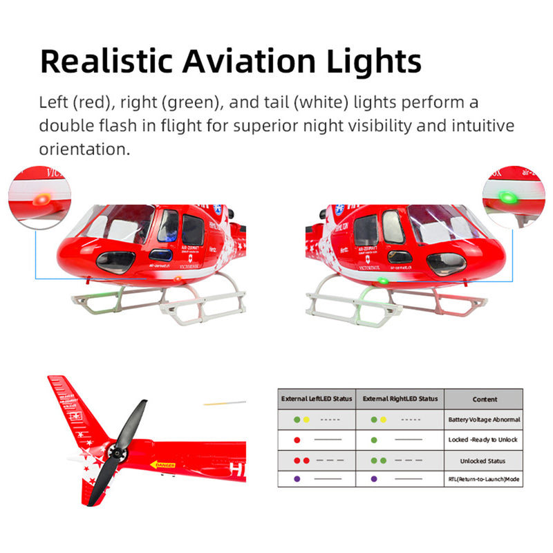 flywing as350 470 class 2.4g 6ch quik-release 3-rotor scale rc military helicopter model with ace flight controller, gps positioning & left/right-hand control (rtf version)