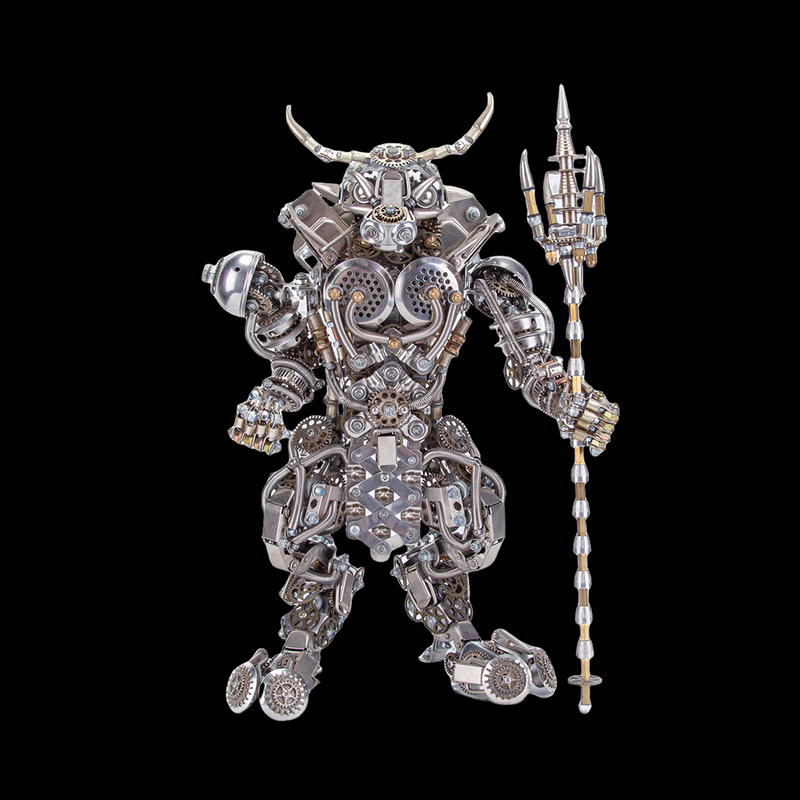 3D Bull-Headed Man DIY Mechanical Punk Demon Surrealistic Creature Metal Assembly Model Creative Ornament - EngineDIY