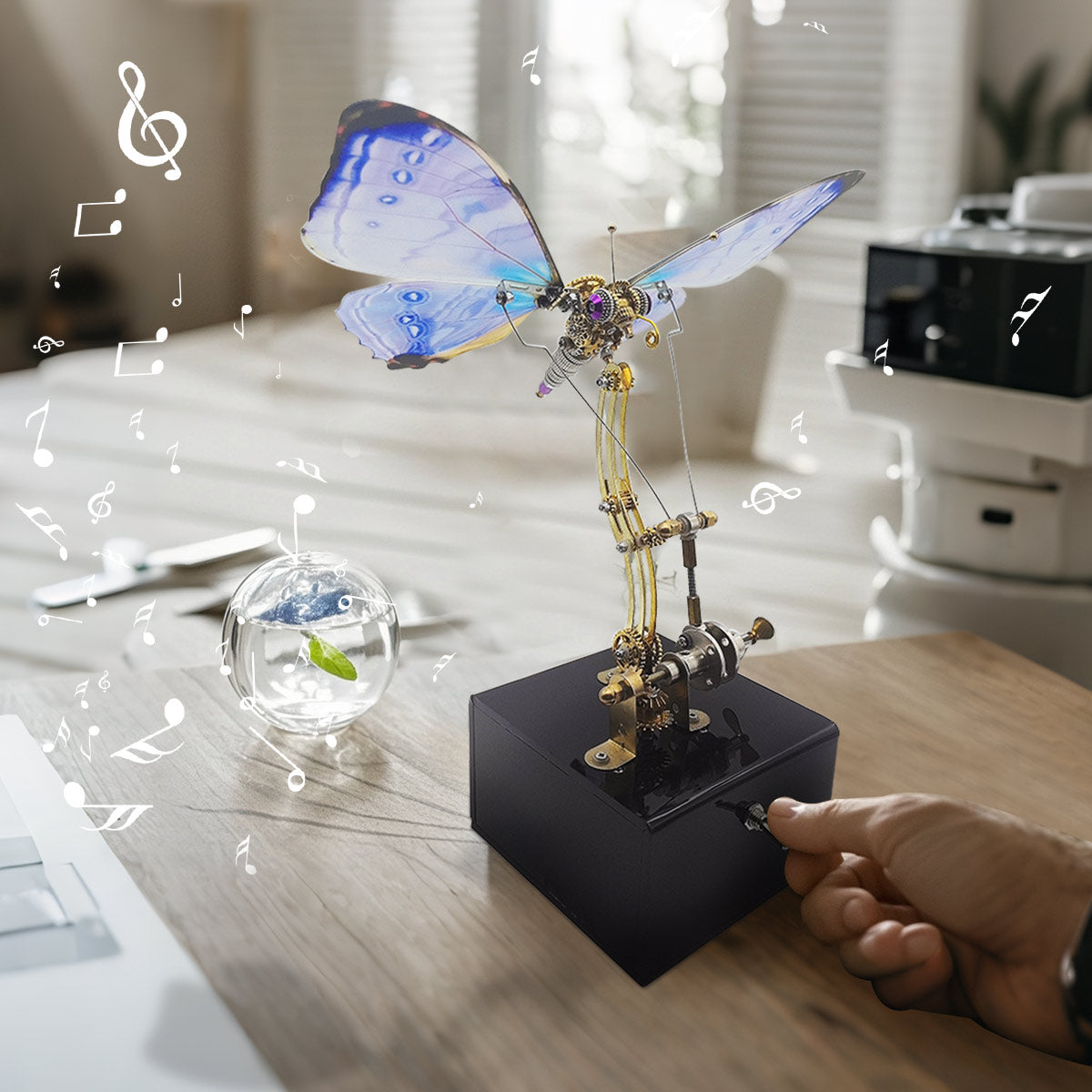 3d metal mechanical butterfly music box model kit