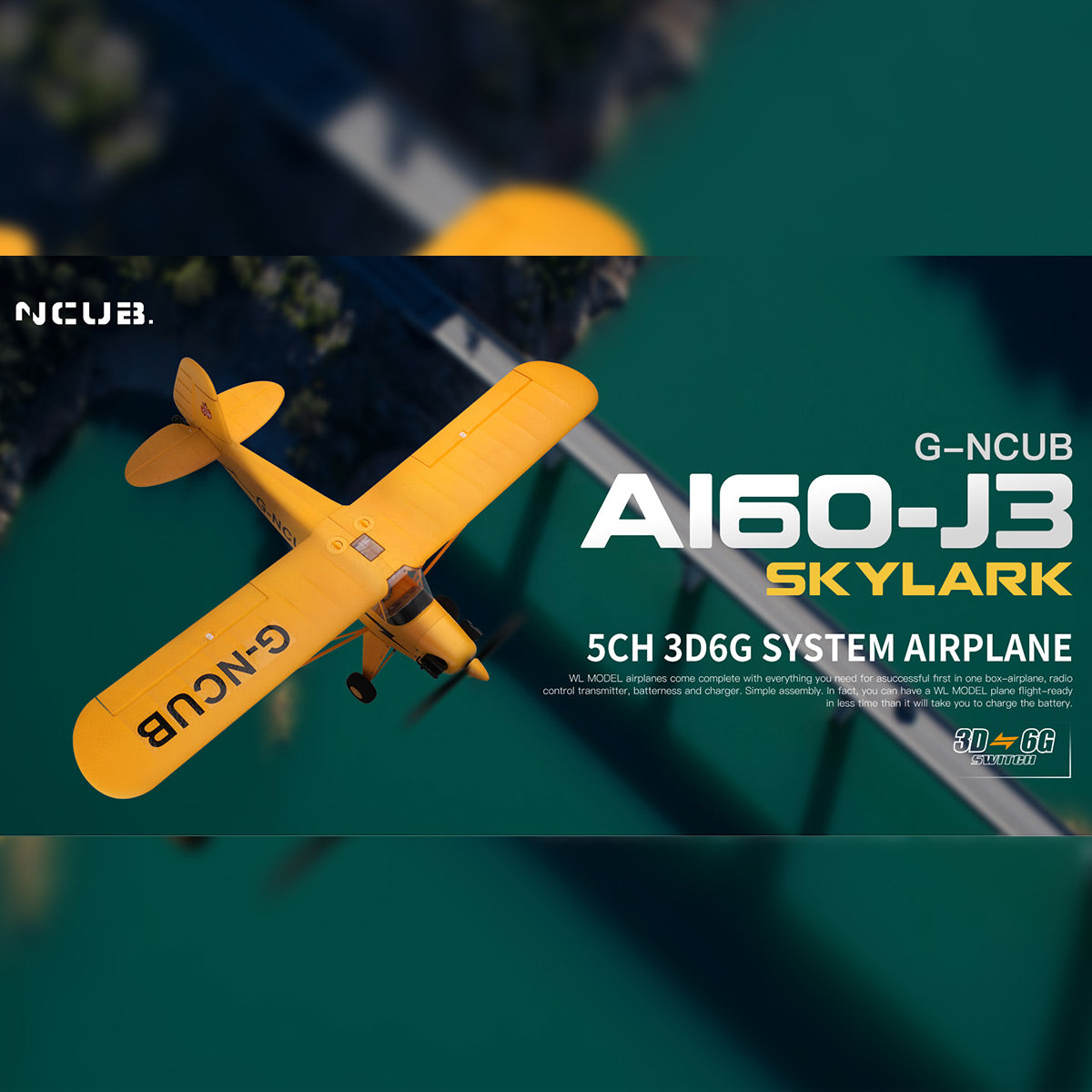 XK A160 J3 3D/6G 2.4G 5CH Brushless Scale RC Airplane Model, 650mm Win ...