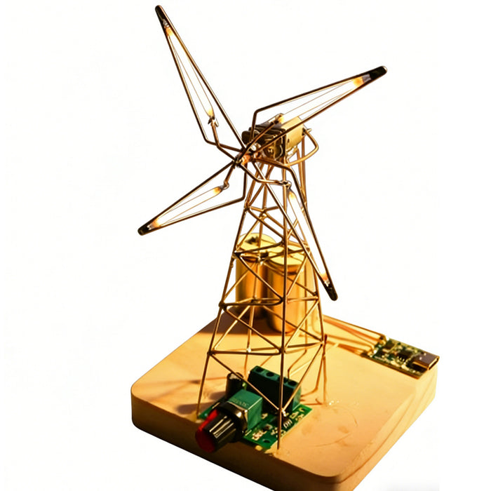 DIY Metal Industrial-Style Windmill Lamp Model Kit - Rotatable Creative Desktop Lamp - EngineDIY