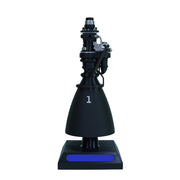 1/12 scale 3d printed space propulsion engine model with blue led flame display base, aerospace mechanical stem desk decor
