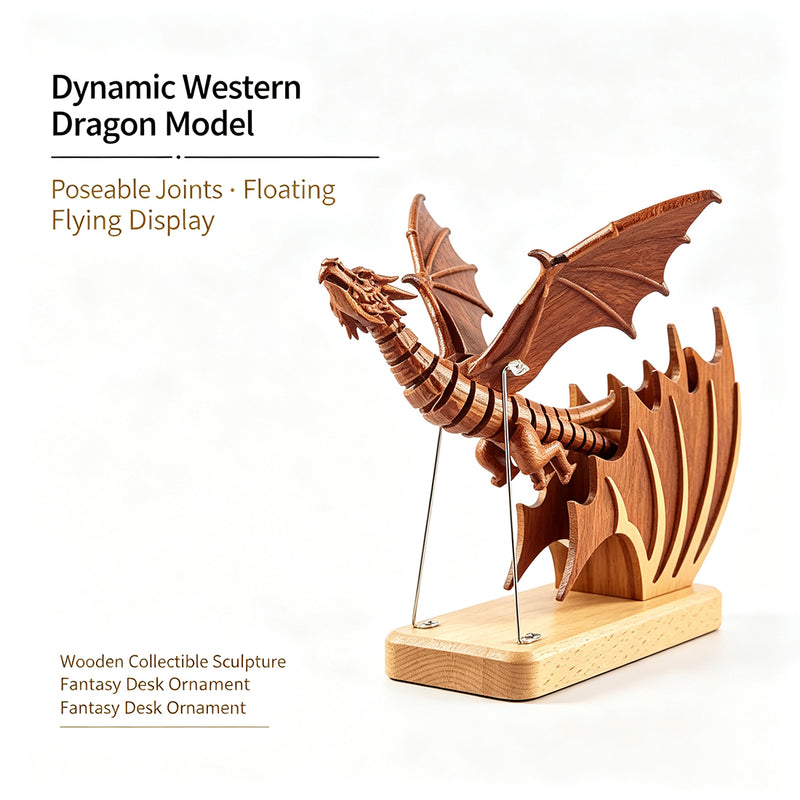 handcrafted wooden western dragon dynamic model