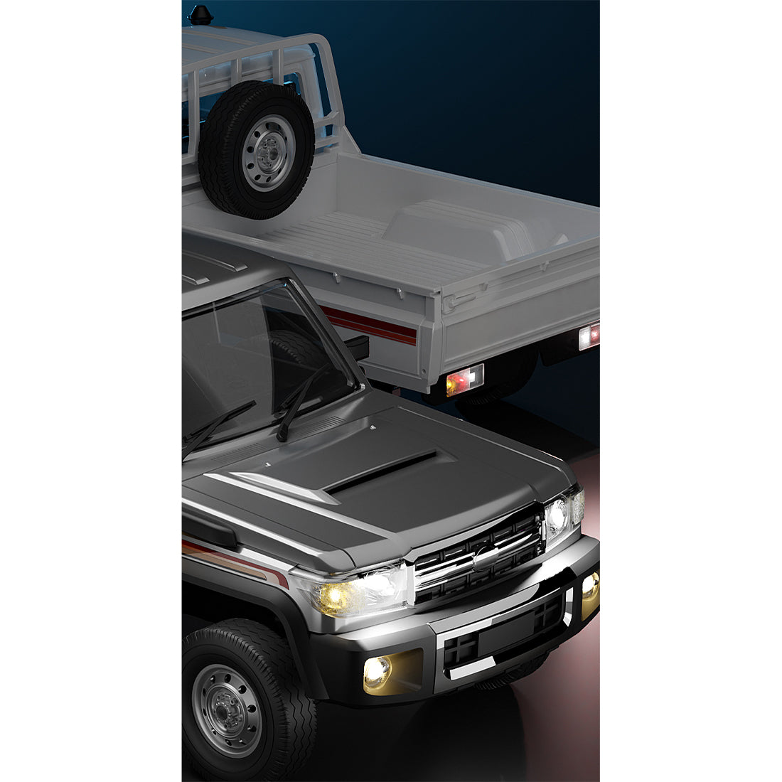 1/14 scale 2.4g full-proportional rc pickup truck with independent suspension and adjustable gear settings