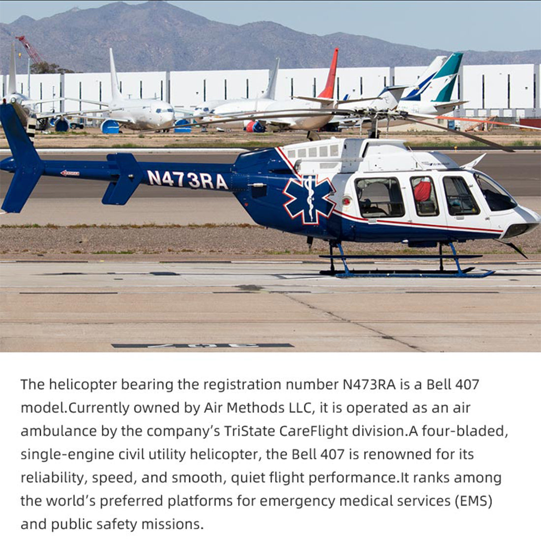flywing bell-407 470 size 2.4g 6ch military rc helicopter model with ace flight controller, gps, quick release rotors and adjustable left/right-handed controls (rtf version)