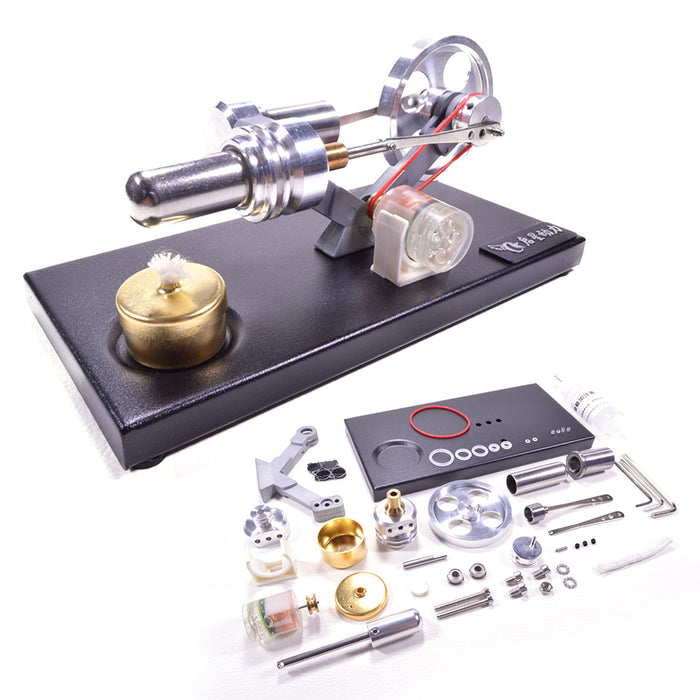 Stirling Engine Kit Unassembled Engine Kit Electricity Generator with 4 LED Light - Perfect Gift Choice