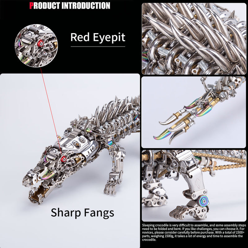 3D Metal Sleeping Crocodile DIY Metal Puzzle Model Kit Mechanical Assembly Crafts 1500+PCS - EngineDIY