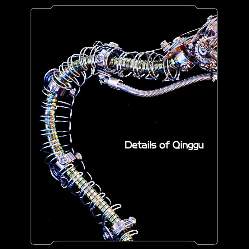 3d metal mechanical spiky blue-green snake assembly model kit