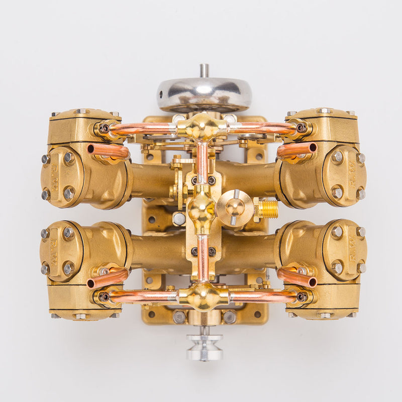 rw-V4 mini v-shape 4-cylinder reciprocating steam engine model 