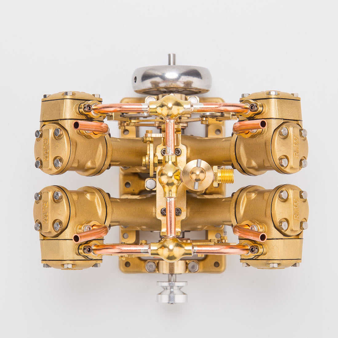RW-V4 Mini V-Shape 4-Cylinder Reciprocating Steam Engine Model - EngineDIY