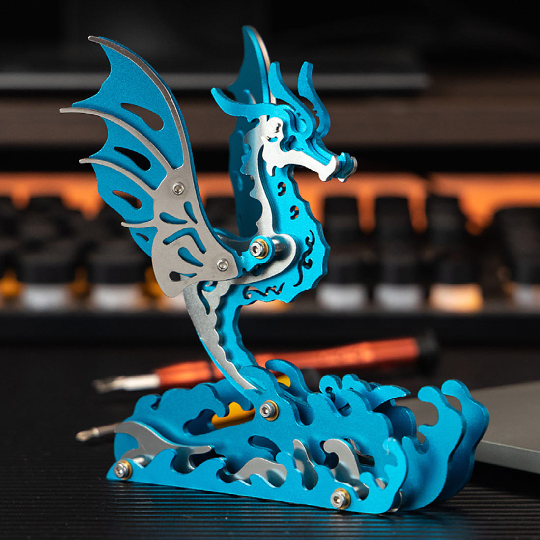3D Metal Mechanical Seahorse Puzzle Assembly Model Kit - EngineDIY