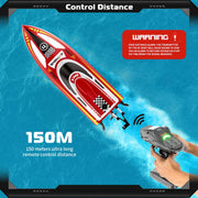 2.4ghz Remote Control Speedboat - 30km/H High-Speed Electric Racing Boat With Led Night Lights