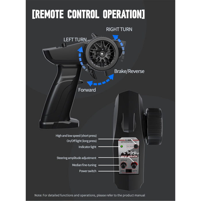 1/14 scale 2.4g full-proportional rc pickup truck with independent suspension and adjustable gear settings