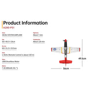 xk a280 p-51 3d/6g 2.4g 4ch brushless scale rc airplane model, 560mm wingspan epp fixed wing aircraft with quick release