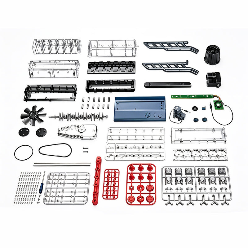 inline 6-cylinder engine model kit that works - build your own engine - transparent internal combustion engine diy assembly kit with motor drive, moving pistons and led effect