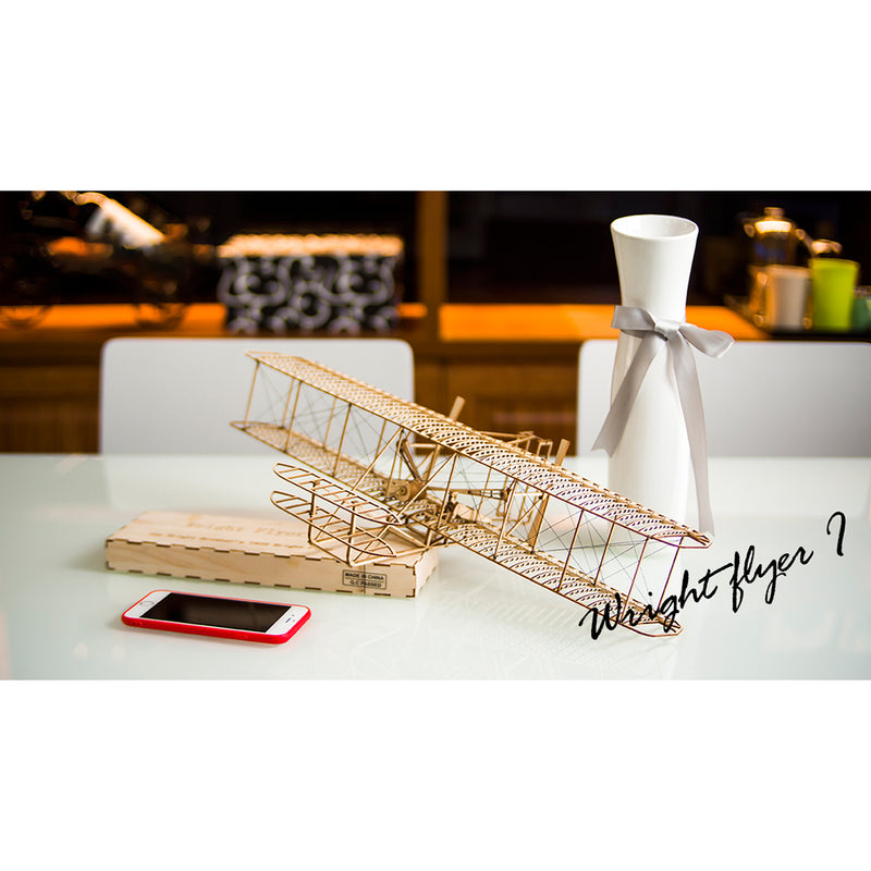 wooden 1/24 scale wright-flyer i model kit, open-frame biplane aircraft assembly kit, precision-cut wood diy model for aviation collectors & desktop display