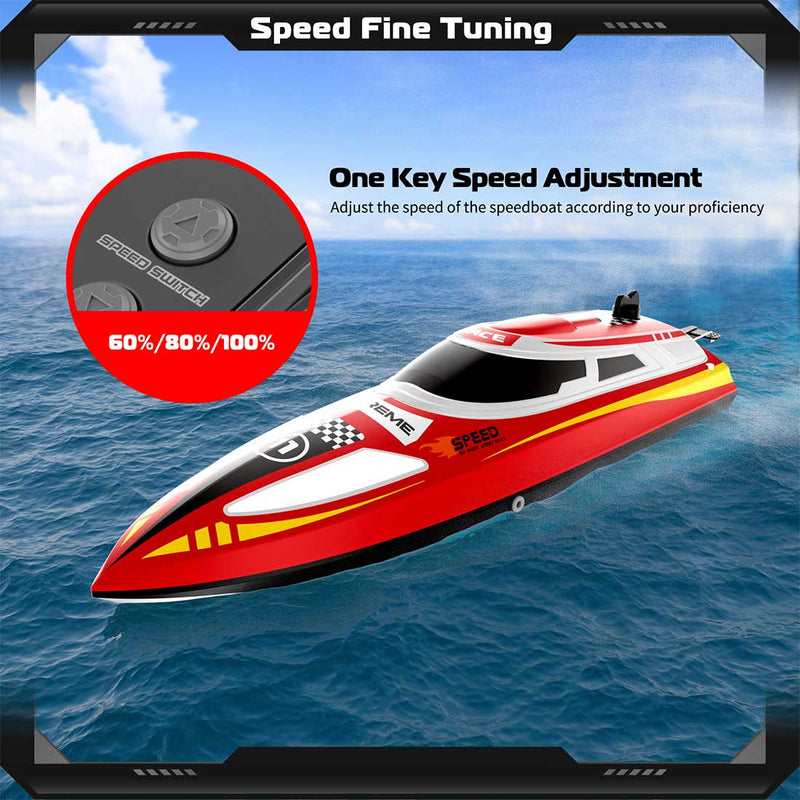 2.4ghz Remote Control Speedboat - 30km/H High-Speed Electric Racing Boat With Led Night Lights