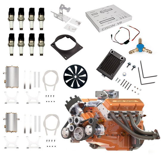 CISON V8 Engine Pro Small-block 44CC 1/6 Scale Water-Cooled 4-Stroke 8-Cylinder Gasoline Engine Internal Combustion V8 Engine Model Kit that Works - EngineDIY