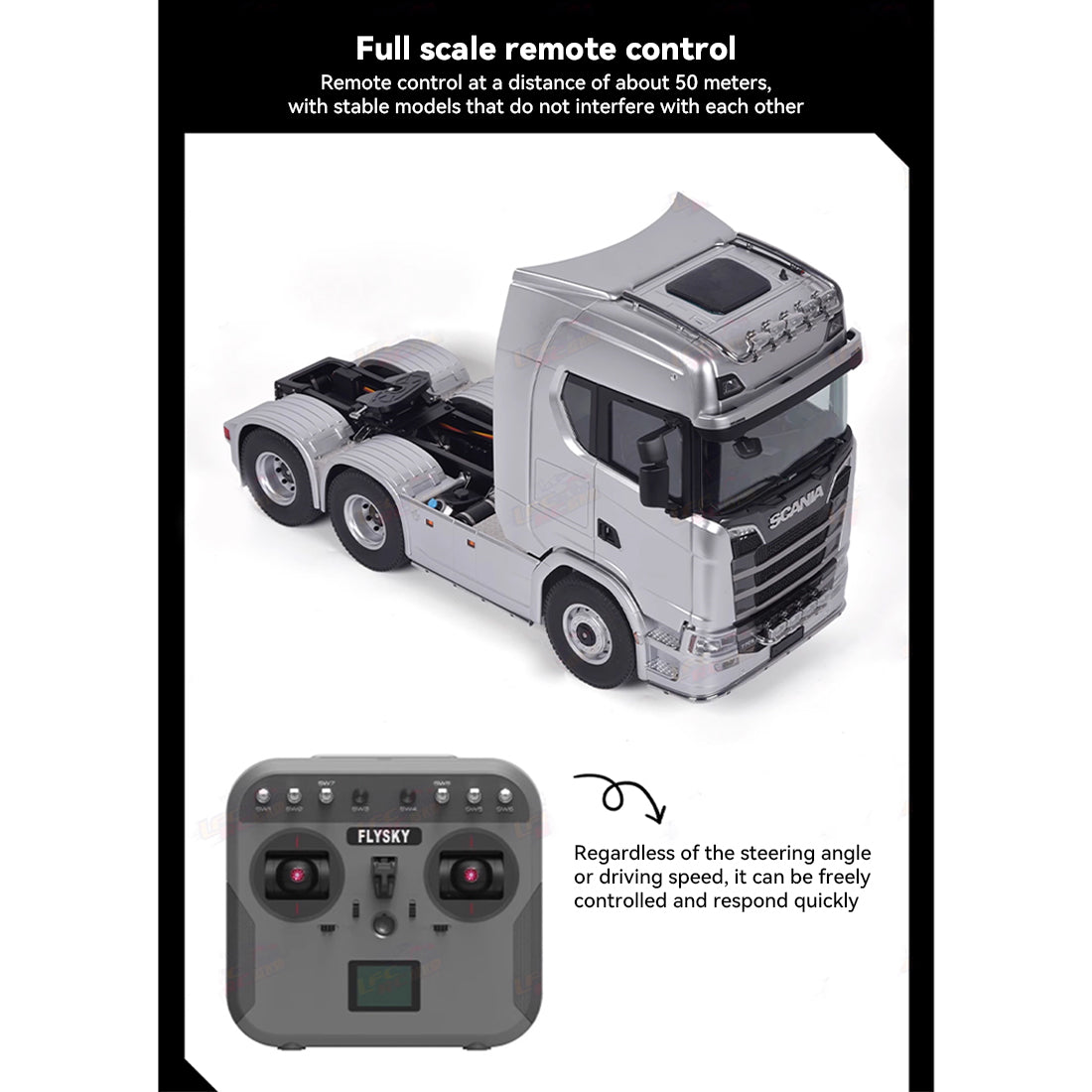 1/14 scale 2.4g 6x6 all wheel drive full-proportional rc tractor truck with 2-speed and realistic sound and lights gift for boys