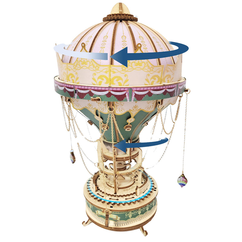 wooden diy dream hot air balloon steampunk music box model kit handcrafted gift