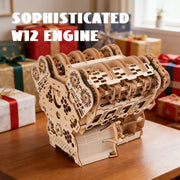 w12 running engine model kit 1400+ pcs functional 3d wooden mechanical car engine